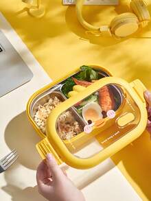 1 pieza Lonchera térmica personalizable de pato amarillo de dibujos animados, portátil, térmica, adecuada para exteriores, viajes, estudiantes, trabajadores de oficina, escuela, uso diario, material de acero inoxidable y PP, dos opciones de color, lonchera separable, texto personalizable, lonchera exquisita y elegante