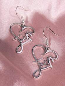 Cross Heart Design Creative Elegant Dangle Earrings Silver Plated Jewelry Female Gift - Silver - View 2
