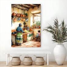 1 Pc Traditional Mexican Folk, Rustic Kitchen Framed Wall Print Canvas Wall Art-Retro 2D Artwork Wall Poster Decoration For Living Room, Bedroom, Home Decor, Ready To Hang - 白色 - 查看 4
