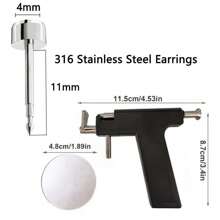 Kit per piercing professionale riutilizzabile con pistola per piercing e 100 pezzi di orecchini a punta in acciaio inossidabile