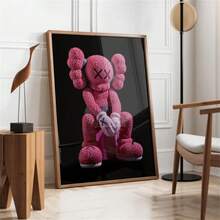 1/3 件 KAWS 风格极简主义艺术画作 - Kaws 海报当代墙面艺术画 | 炫酷流行艺术印刷品，适用于卧室装饰、办公室或工作室装饰海报帆布印刷，2D，非常适合房间装饰，无框