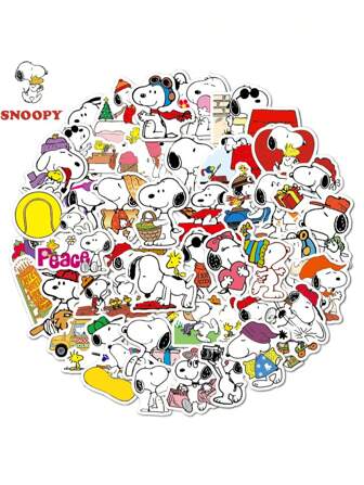 Peanuts 50pcs Officially Licensed Stickers Cartoon Dog Decorations Laptop Helmets Photo Frames Water Cups Suitcases Skateboards Guitars Waterproof Stickers Party DIY Tools Christmas For Mom And Dad's Friends Party Birthday Gifts Fashion Jewelry Ladies Inspirational Friendship Jewelry For Music Lovers Puppy Fans Summer, School