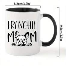 Ceramic French Bulldog Coffee Mug For Dog Lovers - Insulated Reusable Beverage Cup, Hand Wash Only - Suitable For Home And Office Use - Durable Ceramic Material - Đen - Xem 3