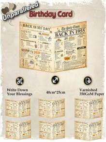 1 Tarjeta de cumpleaños para hombres y mujeres, 16°, 18°, 21°, 30°, 40°, 50°, 60°, 70°, 80°, 90° cumpleaños, decoración de cumpleaños divertida, tarjeta de cumpleaños nostálgica con el año de nacimiento, mejor regalo para abuelos, esposo, esposa, mamá, papá, hija (sin sobre)