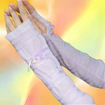 珍珠冰丝袖套，长款清凉袖套，适合开车、外出、防晒