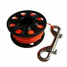 بكرة غوص سكوبا بطول 30 متر مع خطاف مزدوج الطرف من الفولاذ المقاوم للصدأ، معدات غوص الكهوف والحطام تحت الماء - متعدد الألوان - مشاهدة 6