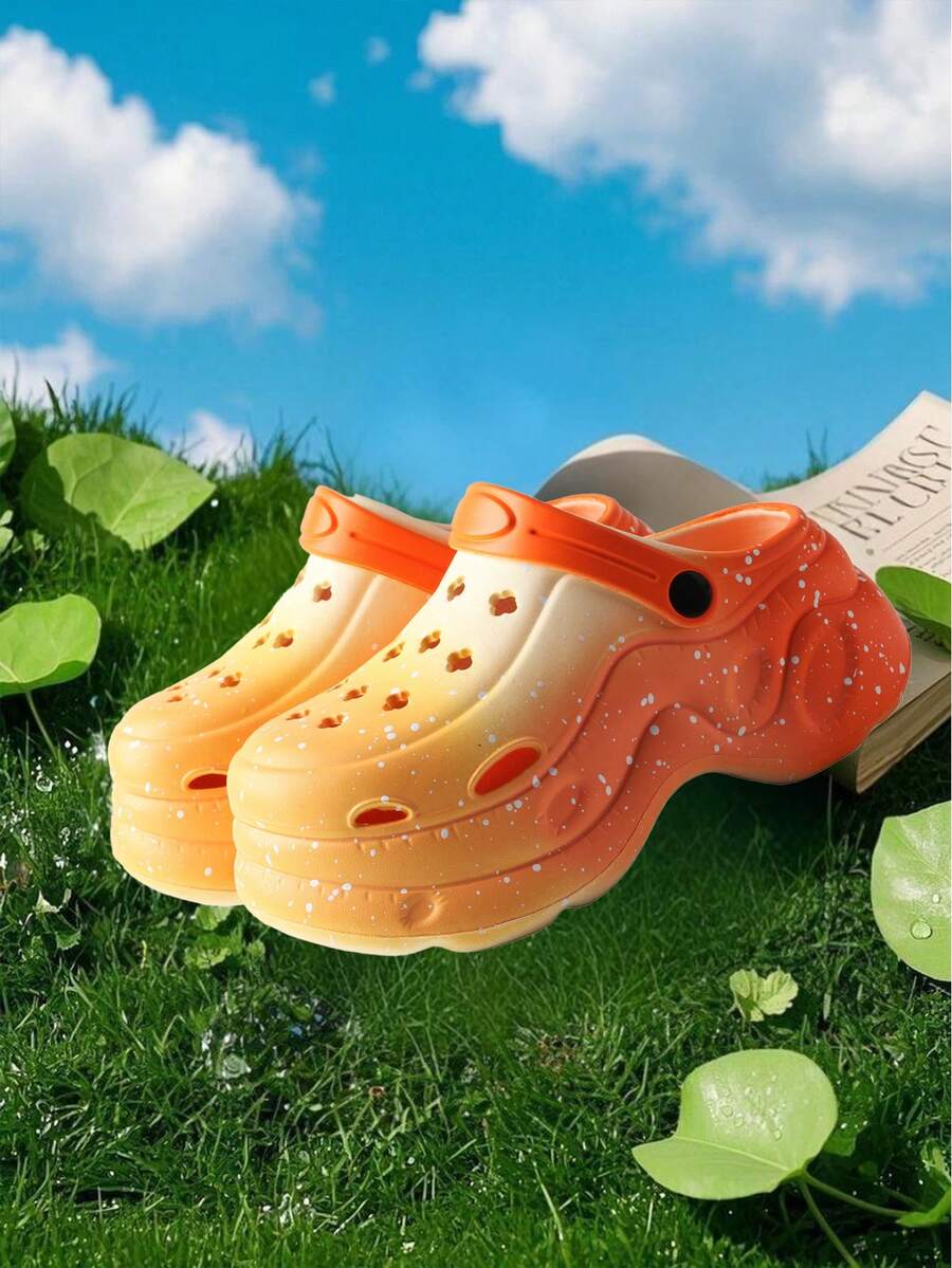 A Pair Of Women's Fashion Sports Wind Outdoor Indoor Two Wear Deodorant Soft Bottom Eva Cave Slippers - Màu vàng - Xem 1
