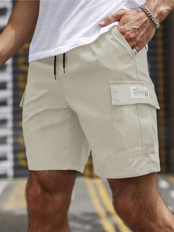 Men's Multi-Pocket Cargo Shorts, Summer Casual Drawstring Waist Shorts