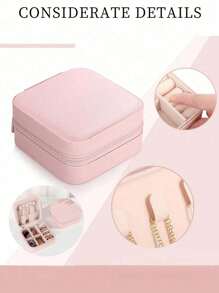 1pc Jewelry Storage Box, Portable Makeup Organizer Box For Necklace, Ring, Lipstick, Brush, Eyeshadow Palette, Cosmetics, Skincare, Nail Polish, Perfume, Stationery And Digital Accessories
