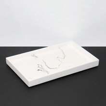 Polyresin Bathroom Suite Display Model Bathroom Decorations Set, Including Liquid Soap Dispenser Bottles, Tray, Storage Tray, Wood Comb Holder, Toothbrush Holder, Rinse Cup, Soap Dish, Bathroom Vanity Accessories, Mix And Match As You Wish Bathroom Accessories Bathroom Organizer Fall Decor Back To School - White - View 8