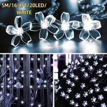 1pc Solar Powered Cherry Blossom String Lights - 20 LED/50 LED, Waterproof IP54, Multi-Color (White, Pink, Colorful), 8 Modes, 600mAh Ni-MH Battery Solar Panel, Suitable For Outdoor Garden, Yard, Patio And Tree Decoration, Garden Decor, Holiday Decoration