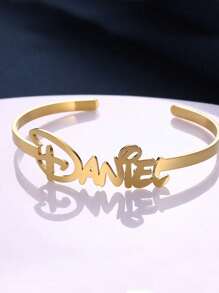 Customized Adjustable Stainless Steel Bangle Bracelet, Personalized Engraved Name, Fashion Wedding Gift, Suitable For Family, Friends, Anniversary, Valentine's Day, Mother's Day, Birthday, Graduation, Daily Wear