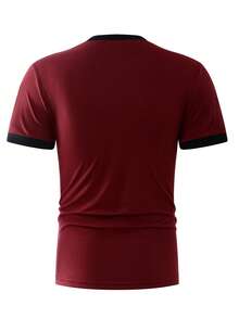 New Summer Men's Short Sleeve T-Shirt, Casual Fashion Sports Fitness Office Home Comfortable Basic Color Block Top, Suitable For Outing