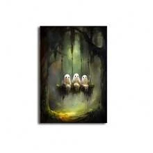 1pc/3PCS Wall Arts Posters Frameless/Framed Vintage Retro Cute Ghost Companion & Reads Book Canvas Prints Monster Holds Black Cat Wall Art Poster For Living Room Halloween Decor Home Decor Fall Decor Room Decor