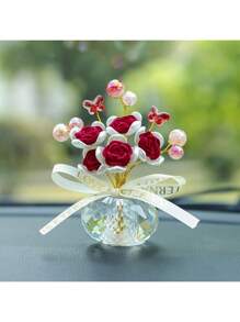 5 Peças Pingente de Rosa de Cristal Feita à Mão Criativa, Pingente de Tulipa, Pingente de Flor de Borboleta Apaixonada, Pingente de Decoração de Interior da Casa, Pingente de Mesa de Quarto, Ornamento Decorativo de Carro para Painel, Decoração de Feriado, Presente de Aniversário, Presente de Ano Novo, Presente de Casal do Dia dos Namorados