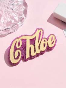 1pc Customizable Acrylic Brooch, Name Customization, Double-Layer Glitter Color Combo, Clothing/Bag Accessory, Mother's Day Gift, Suitable For Family, Friends, Lover