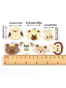 10pcs 3-4cm Assorted Mini Random Rabbit & Bear Pattern Decorative Fabric Patches, DIY Sewing On Clothing, Hat, Scarf And Other Accessories - Multicolor - View 3