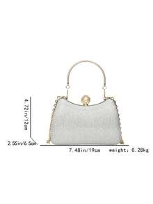 Women's Metal Handbag, Fashionable Shiny Chain Shoulder Party Purse - Silver - View 6