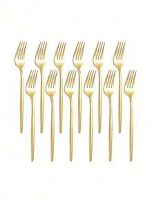 6/12/24pcs Stainless Steel Gold/Silver/Black/Multicolor/Rose Gold Main Forks, Table Forks For Salad/Appetizers/Dessert/Cake/Fruit, Flatware Set For Home, Kitchen, Bar, Restaurant, Hotels, Wedding, Birthdays, New Year, Halloween, Christmas, Easter, Valentine's Day, Thanksgiving Celebrations, And Other Festive Parties, Christmas Gift, Gift Givings-Halloween Or Christmas Party , Kitchen Supplies - - - View 7