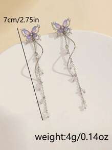 2 piezas de Pendientes de mariposa con mariposa morada y colgante con borla, dulce y de moda para mujer, adecuado para uso diario, vacaciones, fiestas y reuniones