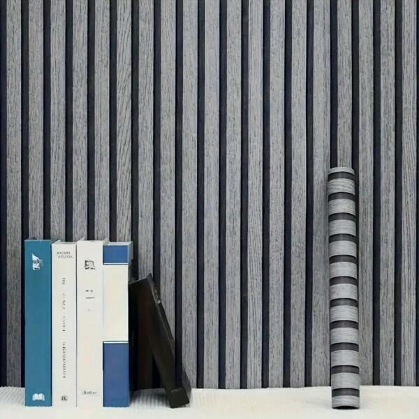 1 Roll Black & Grey Faux Wood Grain Pattern Self-Adhesive Wallpaper, Waterproof And Removable, Suitable For Living Room, Bedroom Wall Decor, Desk, Cabinet, Cupboard Renewal, Peel And Stick, Detachable Room Decor Home Decor Stickers Wall Stickers Wall Sticker