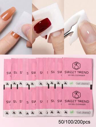 50/100/200pcs Nail Cleaning Pads Nail Cleanser Sheets For Nail Surface Cleaning Dust Cleaning Nail Tools Cleaning Manicure Tools Professional Salon DIY Nail Clean Tools Nail Supplies