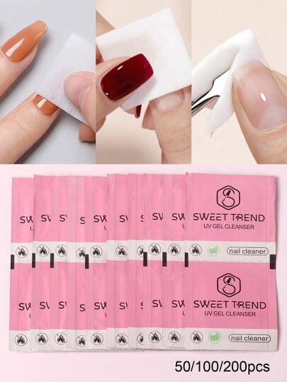 50/100/200pcs Nail Cleaning Pads Nail Cleanser Sheets For Nail Surface Cleaning Dust Cleaning Nail Tools Cleaning Manicure Tools Professional Salon DIY Nail Clean Tools Nail Supplies