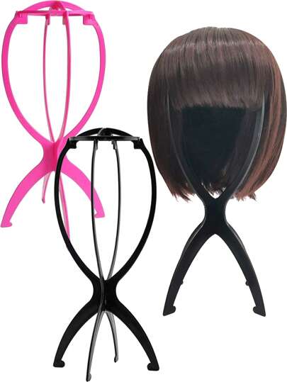 2PCS Collapsible Wig Stand For Women, Portable Wig Holder For Styling And Travel, 13.8 Inch Wig Display Head For Multiple Wigs