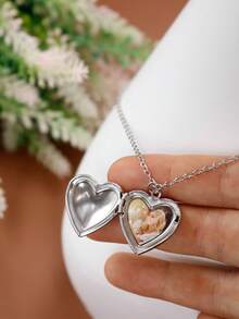 LICVIC 1/2pcs Customized Photo Heart Pendant Necklace, Personalized Photo, Creative Elegant Classic, Interchangeable Daily Wear, Warm Jewelry, Girl Gold Fashion Back To School Gift