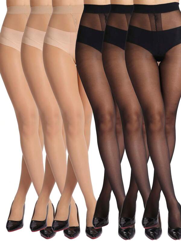 1pc/3pcs/6pcs 20D Women Opaque Tights, High Waist Control Top Pantyhose With Reinforced Toe