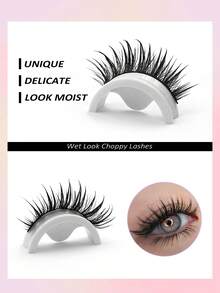 Asiteo 5 Pairs Grafting Effect Of Wet False Eyelashes Comics Eyelashes Are Spiky, Thin Stems And Thick Curls,Manga Lashes Anime False Eyelashes Wet Look Choppy Lashes Faux Mink Lashes Fashion Thick Extension - 尖尾漫畫款 - 查看 4