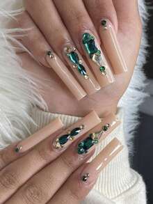 1 Box Mixed Shiny Green Diamond Crystal Rhinestone 3D Nail Art Decorations Fashion Nail Charm Jewelry Manicure Design Ornament Accessories - 綠色 - 查看 10