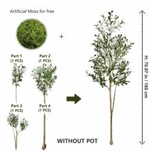 1pc 65-200cm Large Artificial Olive Plant Tree Branches Fake Green Faux Plant Plastic Leaves Ornamental Indoor Outdoor Artificial Plant For Home Garden Hotel Office Party Room Decor