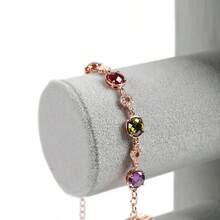 Procase 优质天鹅绒三层木制手链架，单层珠宝收纳展示架，适用于手镯、手镯、手表、发饰 - 带木制托盘，适用于女士收纳整理器旅行必需品返校宿舍收纳 - 彩色 - 查看 6