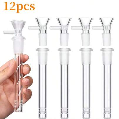 12Pack  4'' Hookah Water Smoking Pipe Glass Downstem With 14mm Male Bowl