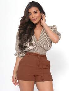 Women Shorts - Rust Brown - View 3