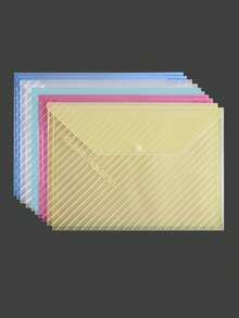 5 件/10 件/20 件透明白色/森绿色混合色/混合色斜条纹厚 PP 塑料 A4 文件夹，现代简约多用途防水防污按扣，返校/办公室文具文件夹，学校用品 - 混色斜紋 - 查看 4