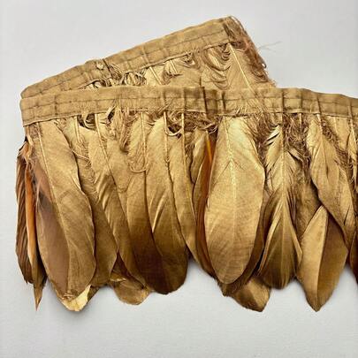 Artificial Gold Feather Satin Ribbon Fringed Trim Tassel Fringed Trim.Materials For Making Carnival Cosplay Celebration Costumes