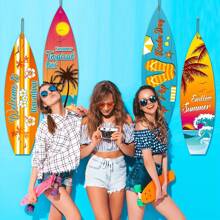 4 piezas Bandera de fiesta de tablas de surf Decoración de pared de verano Bandera colgante de pared de tablas de surf Letrero de decoración de playa Decoración de tema de verano Decoración de fiesta hawaiana y luau Decoración para el hogar, bar, fiesta de cumpleaños tropical Aloha