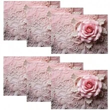 1pc/4pcs/6pcs Beautiful Flower Pattern Linen Table Placemats, Suitable For Dining Table, Seasons All Year Round, Modern Washable Placemats For Room Decor, Table Runners, Coasters, Kitchen Dining Table Mats, Party Decorations, Home Decor, Perfect Gift