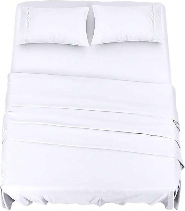 Kingnetstore Juego de Sábanas 100% Algodón. Ropa de Cama 3/4 Piezas Tacto Extrasuave. Juego de Cama Liso Sabana Bajera Encimera Funda Almohada para Cama 90 105 135 150 160 180 200 CM. Juego Sabanas de Algodón 144 Hilos con 1/2 Fundas de Almohada