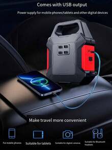 12V Car Battery Jump Starter With Air Compressor, 4000A Peak Car Battery Charger, Car Starter With Air Compressor (Up To 2.64 Gallons Of Gasoline Or 2.25 Gallons Of ), With Emergency LED Lights, Power Bank, Leather Storage Bag - Multicolor - View 8