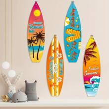 4 piezas Bandera de fiesta de tablas de surf Decoración de pared de verano Bandera colgante de pared de tablas de surf Letrero de decoración de playa Decoración de tema de verano Decoración de fiesta hawaiana y luau Decoración para el hogar, bar, fiesta de cumpleaños tropical Aloha