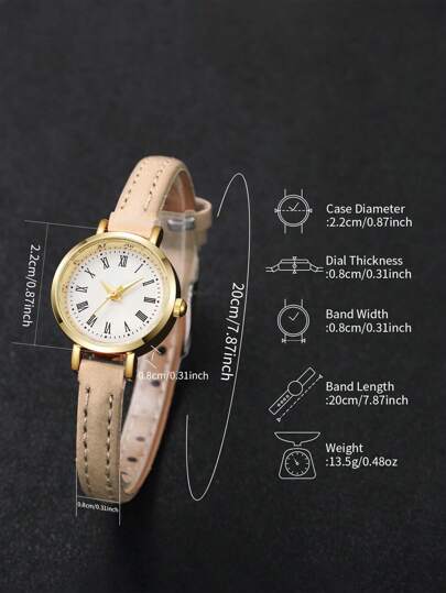 1pc Elegante Minimalist Small Dial Quartz Wrist Watch, Chic (Watch Box Not Included) view 3