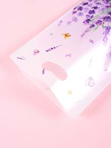 10/20/50 unidades Bolsas de regalo de plástico de color púrpura lavanda - Elegantes y duraderas, con diseño floral y mariposa para obsequios de boda, fiesta de cumpleaños, regalos navideños, accesorios para fiestas de jardín de primavera (Tema con aroma a lavanda)