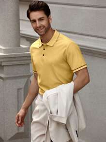 Polo a maniche corte casual da ufficio con righe per uomo Manfinity Bizformal