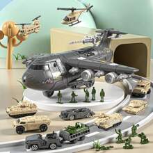 Children's Educational Toys Can Store Military Transport Tanks And Aircraft Model Toys Boys Fighter Planes Simulate Military Base Scenes Parent-Child Interactive Toys Intelligence Development