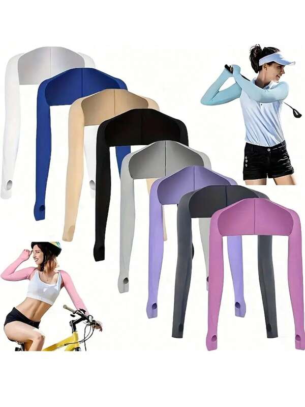 1pc Women's Multifunctional Lightweight Arm Sleeves, Summer UV Protection Scarf Shawl For Golf, Sports, Outdoor Cycling, Driving