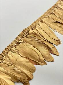 Artificial Gold Feather Satin Ribbon Fringed Trim Tassel Fringed Trim.Materials For Making Carnival Cosplay Celebration Costumes - Multicolor - View 5