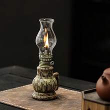 1pc Ceramic Kiln-Fired Glaze Home Oil Lamp With Handle And Lamp Shade, Adjustable Wick Camping Oil Lamp, Indoor Ceramic Oil Lamp Candle Holder, Kerosene Lamp With Wick, Oil Lamp/Hurricane Lamp With Fire Control Knob - Oil Lamp - View 5